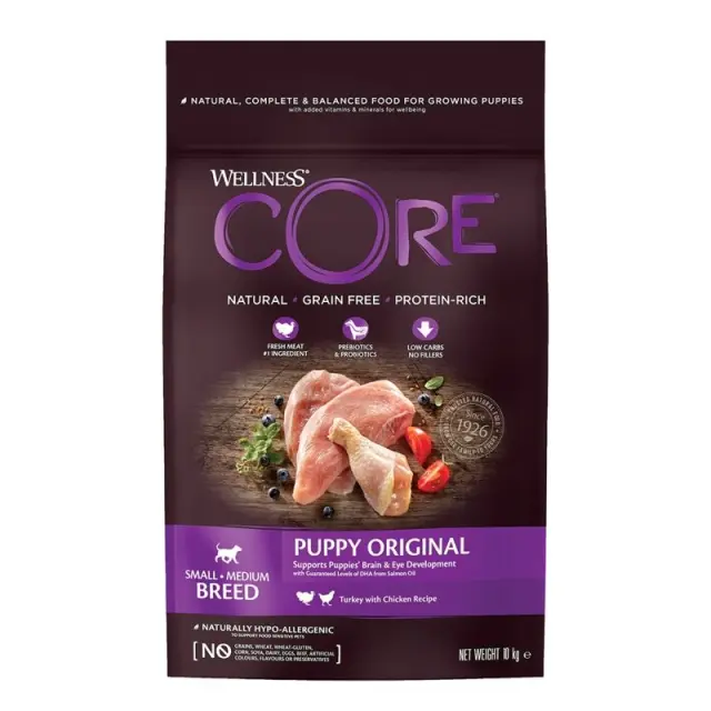 Wellness Core Puppy Small - Medium Breed Ξηρά Τροφή Κουταβιού Γαλοπούλα & Κοτόπουλο Χωρίς Σιτηρά 1.5kg 2