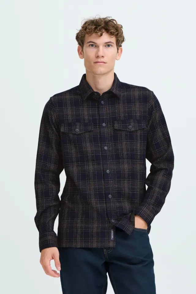 Casual Friday Ανδρικό GORM Καρό Πουκάμισο – Dark Navy - M