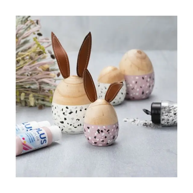 Αυγό ξύλινο με αυτιά λαγού, 13x6cm 2