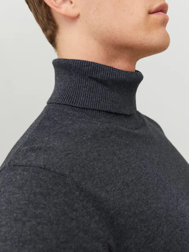 JJEEMIL KNIT ROLL NECK NOOS - Dark Grey Melange 2