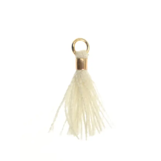 Φούντα με Κρικάκι Gold 12mm - Ivory - 5τεμ