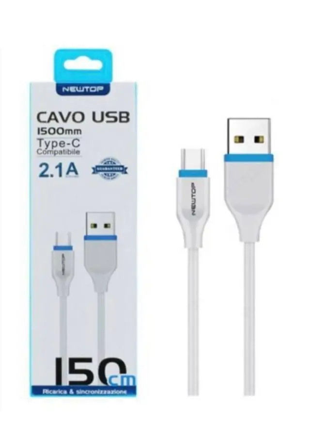Newtop CU09 Flat USB 2.0 to Type-C Cable Λευκό 150CM