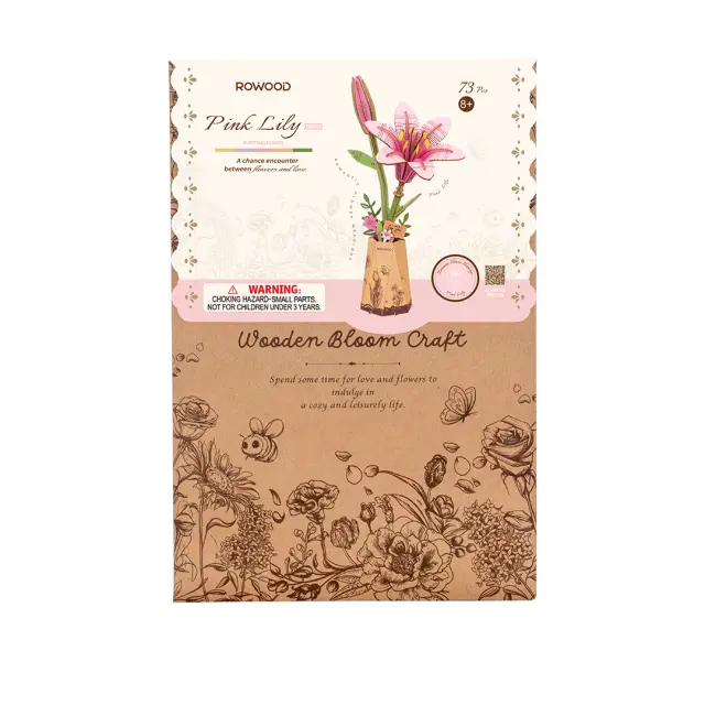Robotime Wooden Bloom Craft Pink Lily TW071 3
