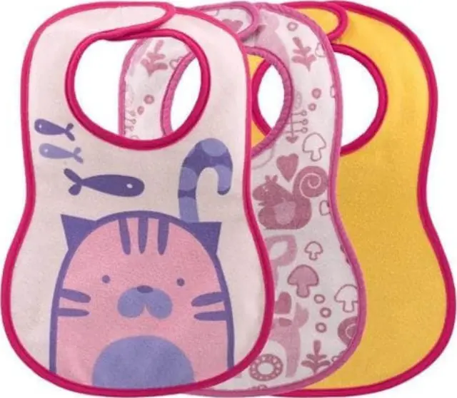 Chicco Σαλιάρα Υφασμάτινη με Αυτοκόλλητο Easy Meal για 6 m+ 3τμχ