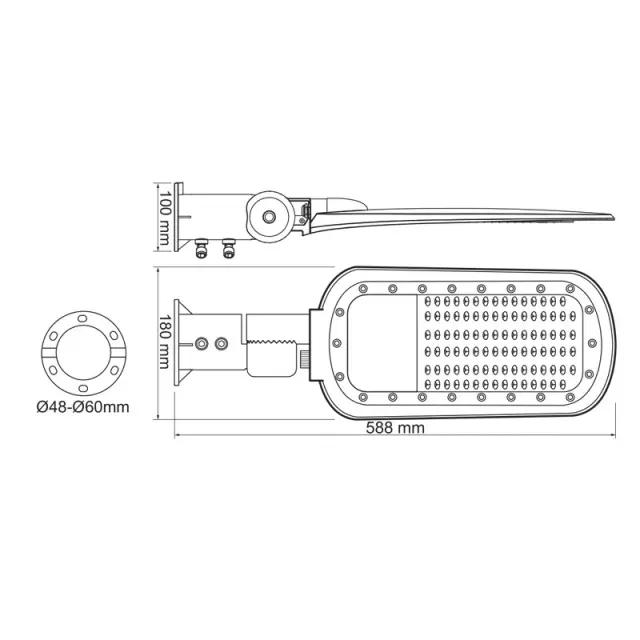 LED ΦΩΤΙΣΤΙΚΟ ΟΔΙΚΟΥ ΓΚΡΙ 230V AC 60W 4000K 8400LM 140x90˚ CLASS I IP66 / NORD6040 3
