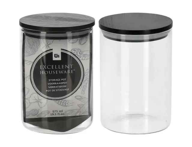 Γυάλινο βάζο Excellent Houseware με καπάκι, Χωρητικότητας 575ml, 8.5x13cm CD1002490