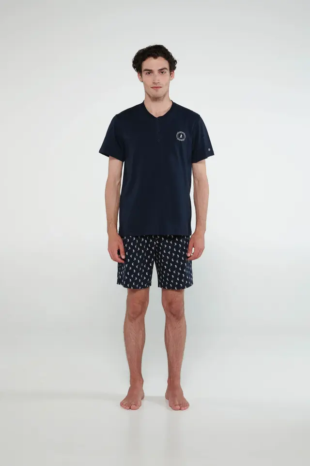 Uomo Di Vamp Ανδρική Κοντομάνικη Πιτζάμα Plus Sizes Μπλε Sailor