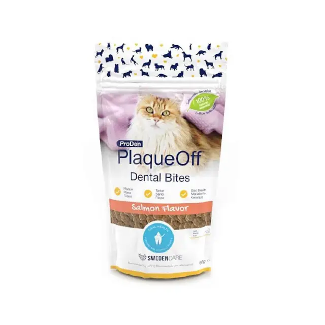 Plaque Off Dental Bites Για Γάτες Με Γεύση Σολωμό 60gr Μονόχρωμο