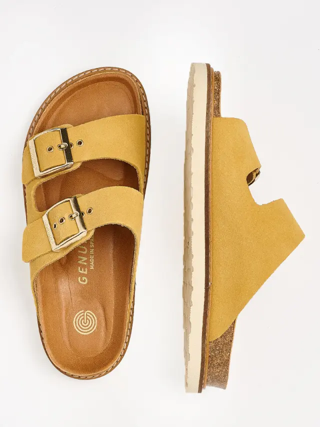 Genuins Πέδιλα Γυναικείο δέρμα suede Κίτρινο GEN/HAWAII VELOUR AMBRA 3