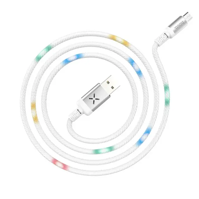 Καλώδιο σύνδεσης Hoco U63 Spirit USB σε Micro-USB 2.4A και Φωτεινές Ενδείξεις με Ηχητικό Αισθητήρα Λευκό 1.2m 3