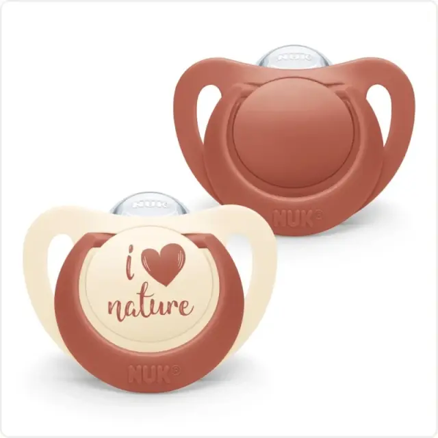 Nuk for Nature Πιπίλες Σιλικόνης για 18-36 μηνών Κόκκινο-μπεζ (10.739.779), 2 τμχ