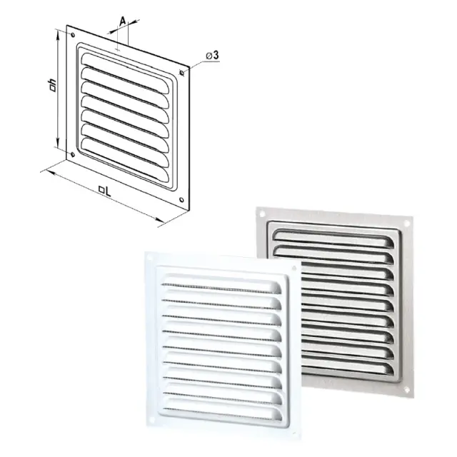 Καπάκι Εξαερισμού Με Σήτα Αλουμίνιο 125x125mm 2