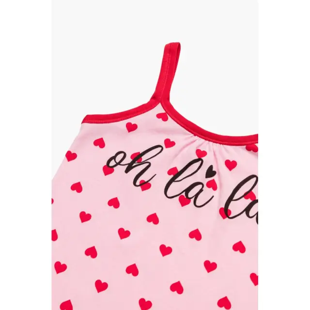 Πυτζάμα Παιδική Καλοκαιρινή Minerva Oh La La Pink-Red Heart Νο4 61965-128 3