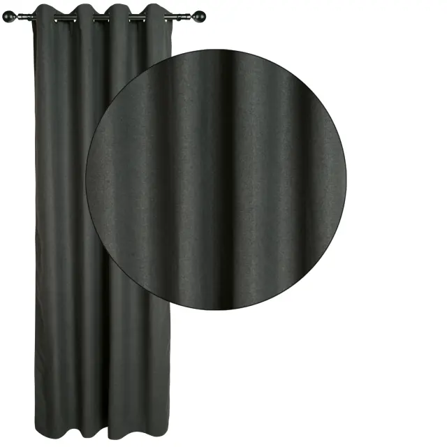 Κουρτίνα Με Κρίκους 140x270 Das Home 2261 Γκρι Σκούρο 100% Πολυέστερ 2