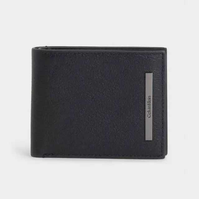 Calvin Klein - Ανδρικό Δερμάτινο Πορτοφόλι Modern Bar Bifold 5Cc W/Coin K50K510889-BAX Μαύρο