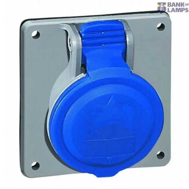 Panel mounting socket P17 - inclined outlet - IP44 - 200/250 V~ - 16 A - 3P+E