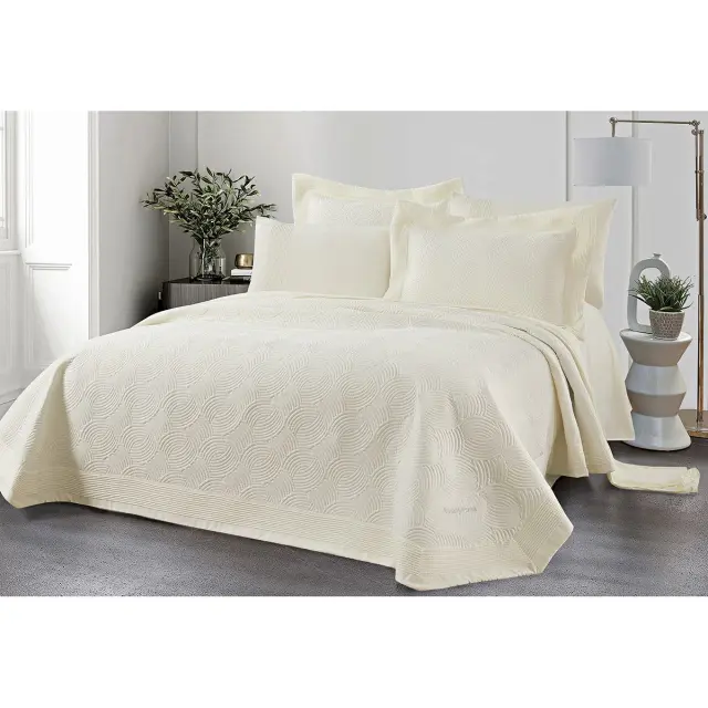 Νυφικό Σετ 3 Τεμ Κουβερλί 230x250 Υπέρδιπλο Beauty Home Clio 12503 Εκρού 100% Microfiber 2