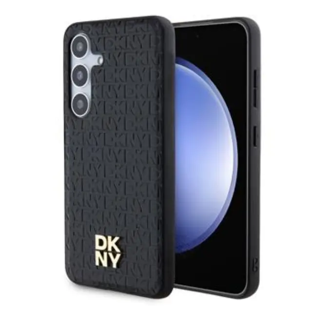 DKNY PU Leather Repeat Pattern Stack Logo Magsafe Case for Samsung Galaxy S24 Black