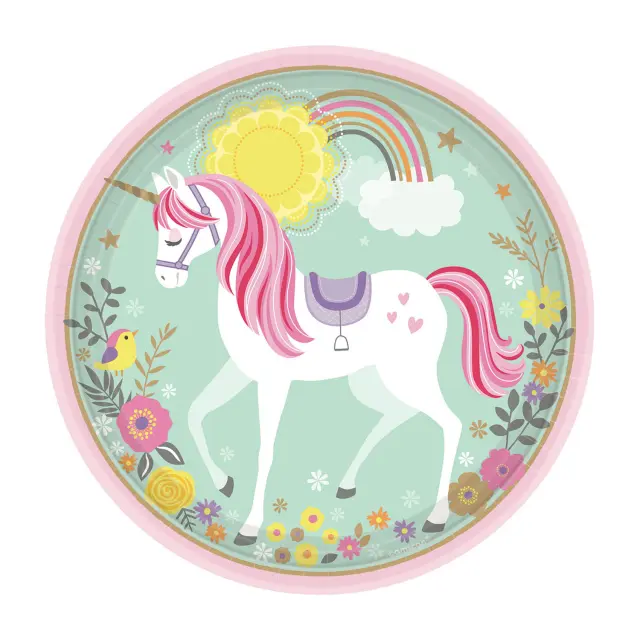 Πιάτα χαρτ. φαγητού 23εκ Magical Unicorn/ 8 τεμ.
