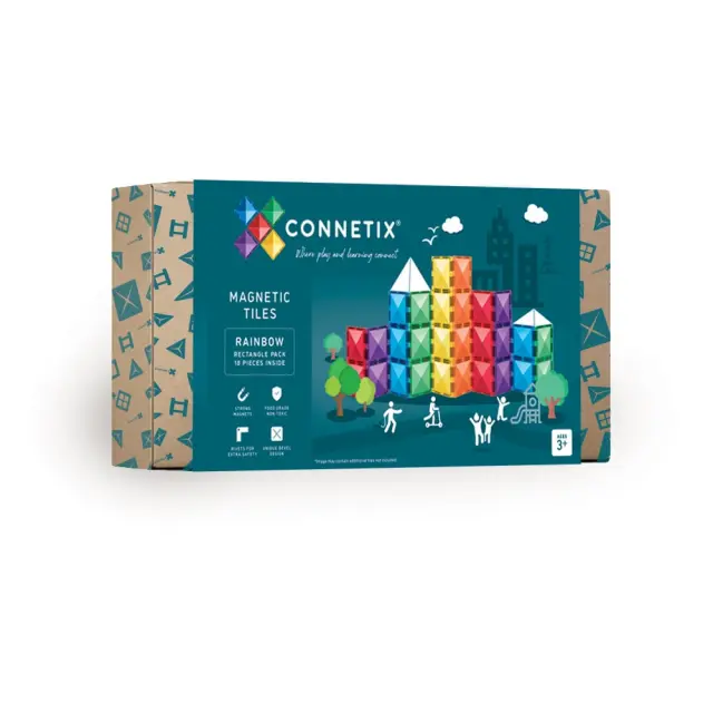 Connetix - Rainbow Rectangle Pack - 18 Pieces CT-R-00018-RE - Toys