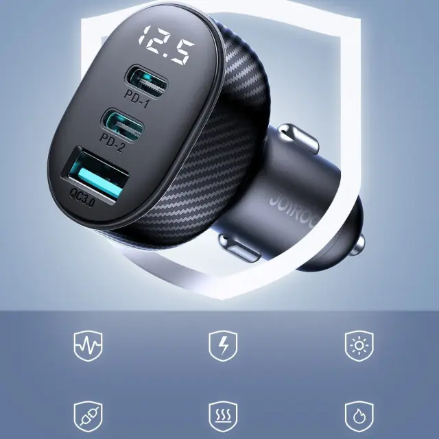Joyroom Φορτιστής Αυτοκινήτου Μαύρος με μία Θύρα USB 2