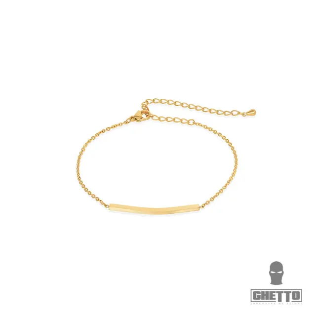 Ghetto Charm Bracelet Curve Blank Bar Gold