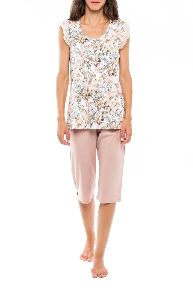 S1128 - Type - PYJAMA CAPRI YELLOW FLOWER - M