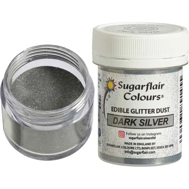 Sugarflair Βρώσιμη Λάμψη - Σκούρο Ασημί - 10γρ.