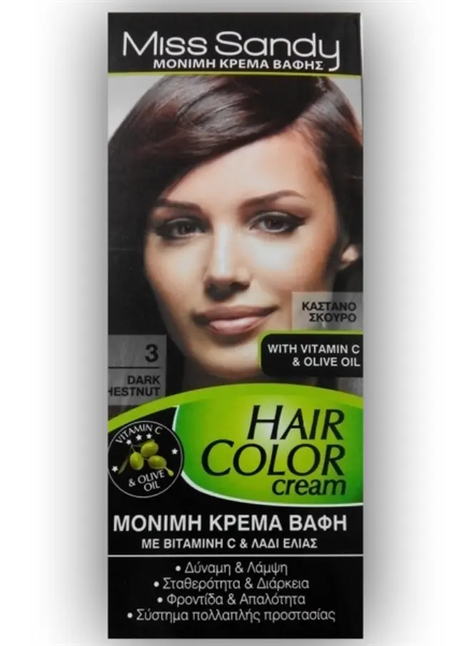 Miss Sandy Hair Color Cream 3/0 Καστανό Σκούρο 60ml