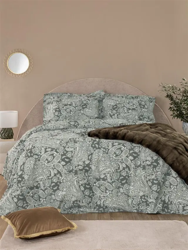 Σετ Σεντόνια 240x270 Υπέρδιπλα Ivy Palamaiki IS811 Green Χωρίς Λάστιχο100% Βαμβακοσατέν
