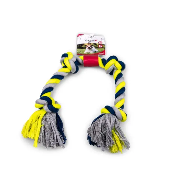 Vadigran Σχοινί Βαμβακερό 4 Κόμποι Μπλε-Κίτρινο 58cm 260gr 3