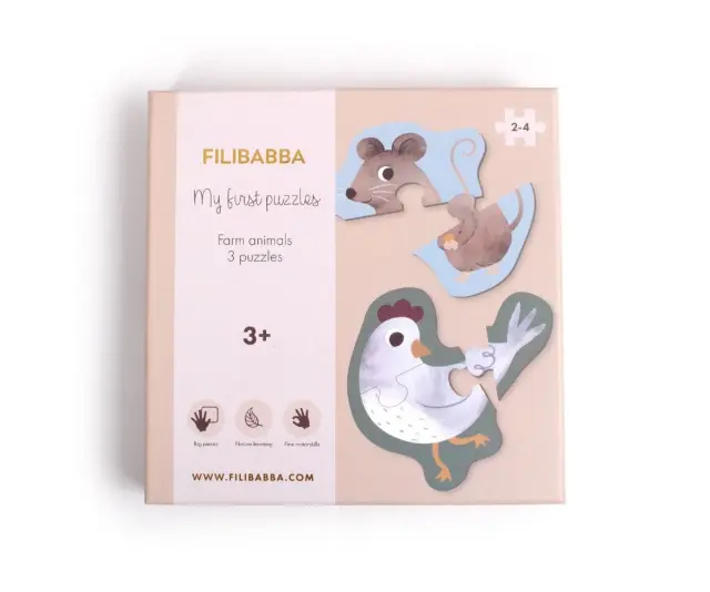 Σετ 3 Παζλ Nordic Animals (3+ ετών) - Filibabba
