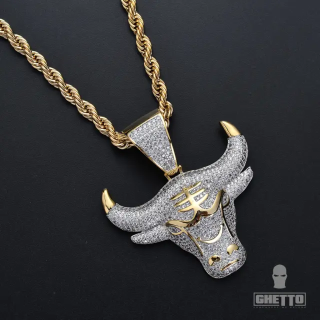 Ghetto Bull Head Men s Hip Hop Pendant 2
