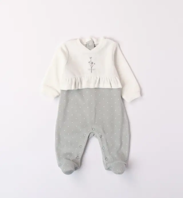 ROMPERS WITH FEET GREEN-CREAM