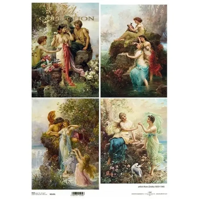 Ριζόχαρτο ντεκουπάζ ITD, 30x40cm, Κορίτσια και λουλούδια, R0549L
