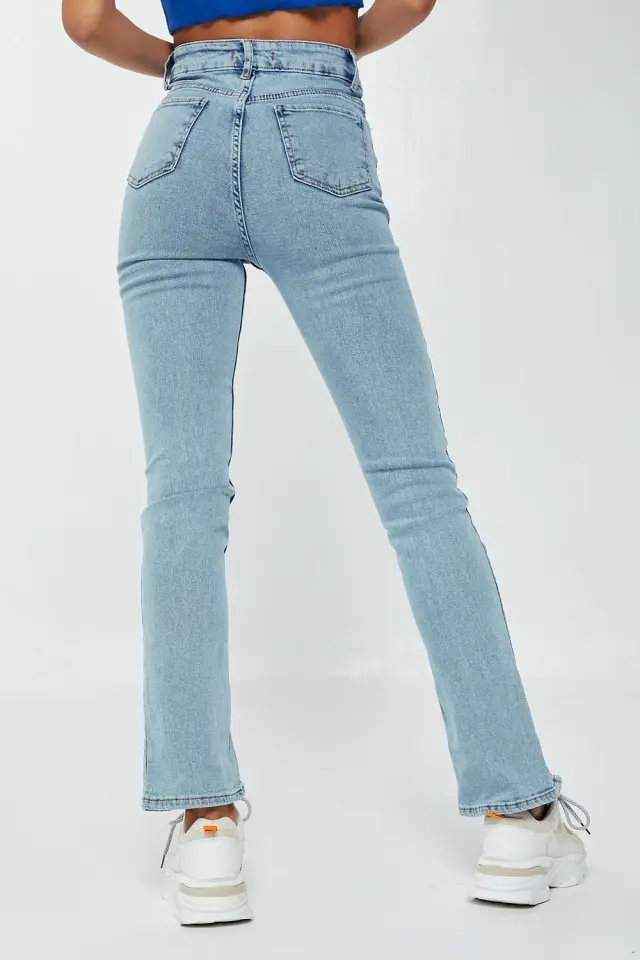 Παντελόνι Jean Straight με Ανοίγματα Κάτω Μπλέ 2