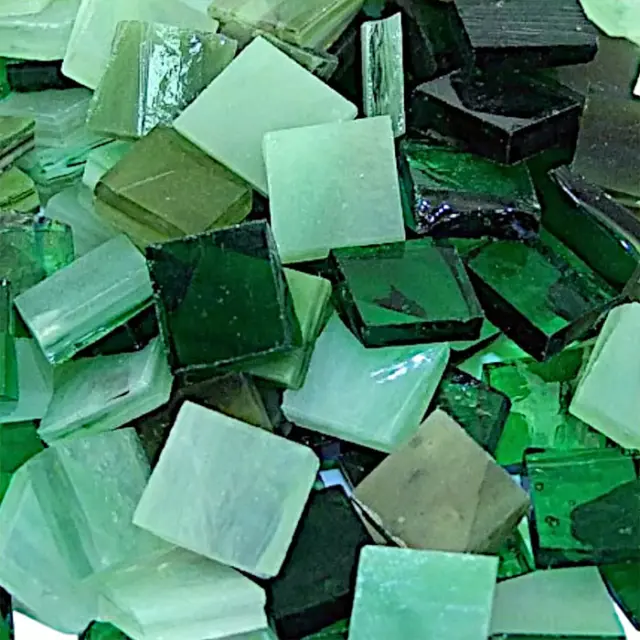 Γυάλινη Ψηφίδα Tiffany Glass 10x10mm - T139 Green Mix - 200gr