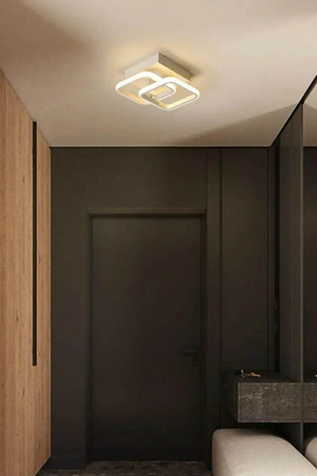 Stewehome Μοντέρνο φωτιστικό οροφής με λευκά led για σαλόνι κουζίνα και διάδρομο σετ 2 τεμαχίων από μέταλλο μαύρο 33x33x20 cm 3