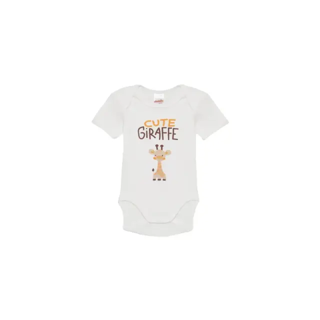Minerva Βρεφικό Φορμάκι Αγόρι Κοντό Μανίκι Giraffe - Τριπλό Πακέτο, Χρώμα Λευκό-Μπεζ - 3-6 M 2