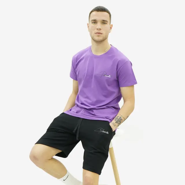Noshame® Σετ T-shirt & Βερμούδα Μώβ-Μαύρο με τύπωμα - 752542 - XXL