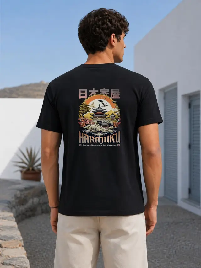 T-shirt Noshame® Μαύρο με τύπωμα Harajuku - 3026057 - XXL