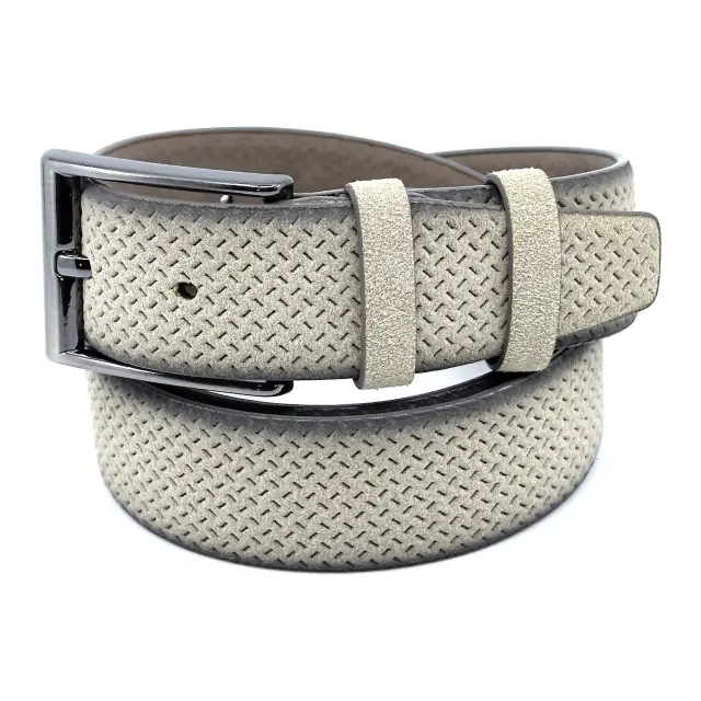 Μπεζ Ζώνη P.U. Leather Τύπου Suede 3,5 cm - 135cm
