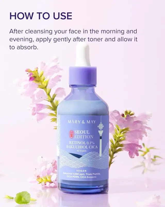 Mary + May Seoul Edition Retinol 0.1% Bakuchiol Cica Serum Προηγμένος αντιγηραντικός ορός με ρετινόλη 80ml 2