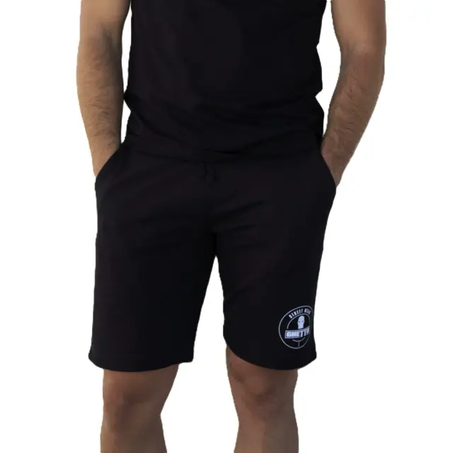 GHETTO Black Streetwear Shorts | Urban Logo Shorts for Men