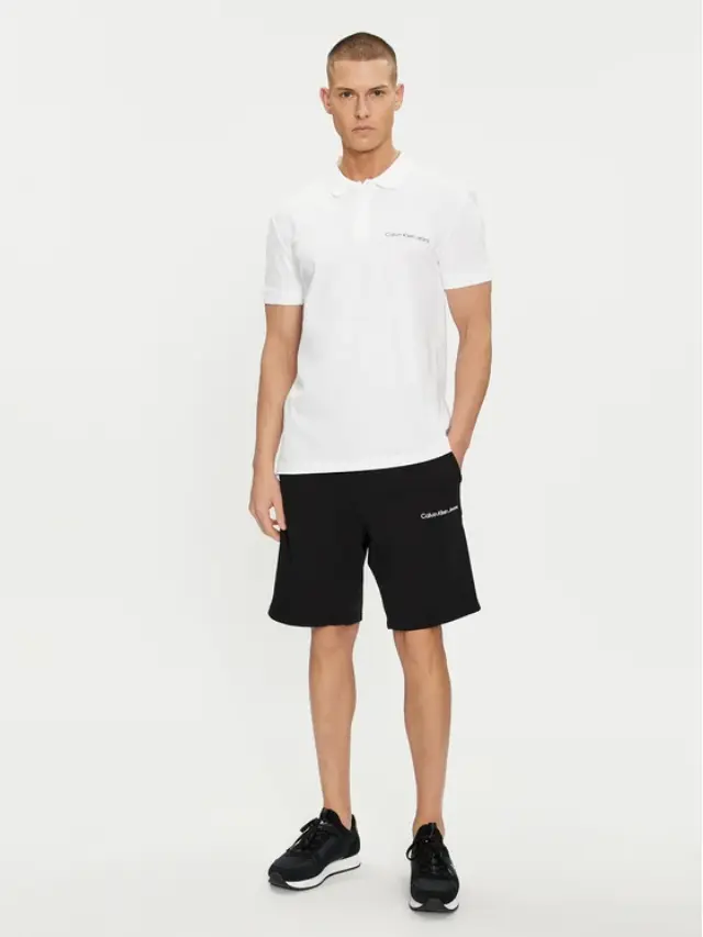 Calvin Klein - Ανδρική Μπλούζα Κοντομάνικη Polo Institutional Regular Fit J30J325495-YAF Λευκό 3