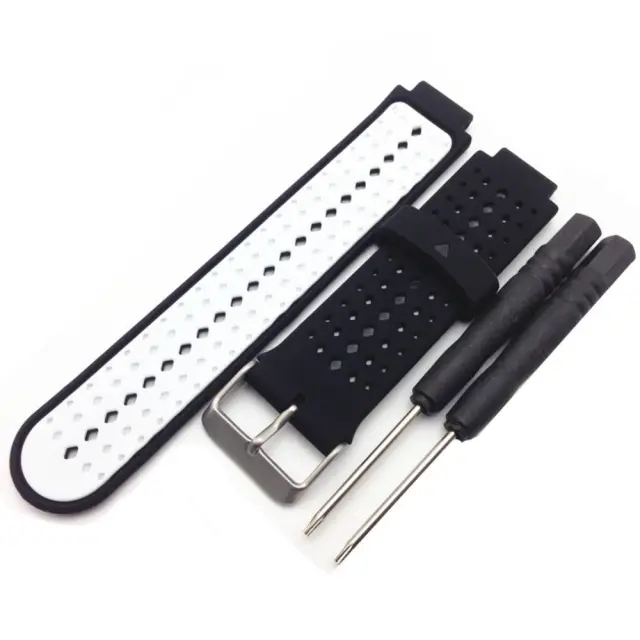 Silicone Watch Strap Για Garmin Forerunner 220/230/235/630/735 - Black/White ΟΕΜ