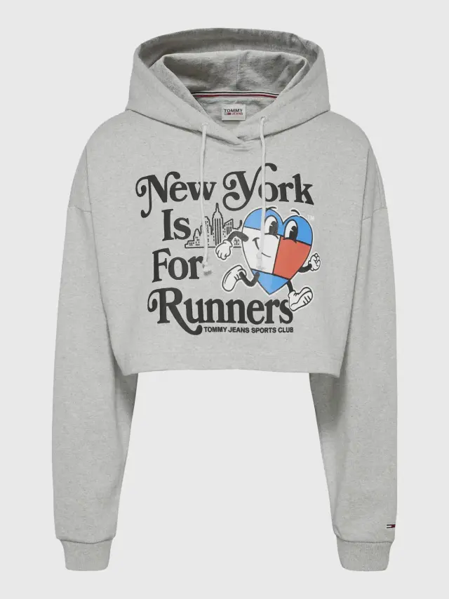 Tommy Hilfiger - Cropped Γυναικείο Φούτερ με Κουκούλα DW0DW14872-PJ4 Γκρι
