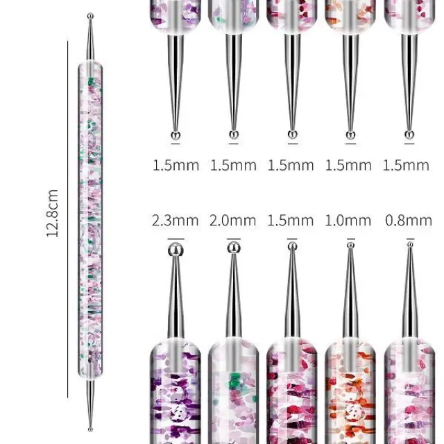 Σετ πινέλα & εργαλεία μανικιούρ Nail Art διπλής όψης - B261 - 5pcs - 910495 3