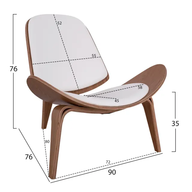 Πολυθρόνα Superior Plus φυσικό με λευκό μαξιλάρι PU 90x76x76 εκ. 2
