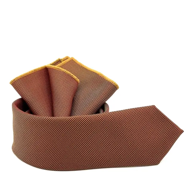 Σκουριά Rust Ιριδίζουσα Γραβάτα Oxford 6,5 cm με Ασορτί Μαντήλι 2